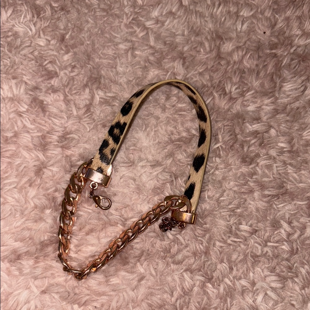 Leopard Print and Gold Chain Bracelet
